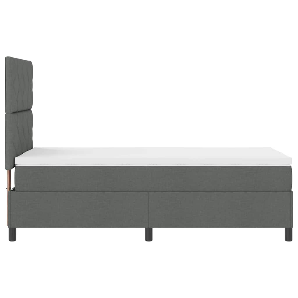 Box spring seng med hovedgærde Mørkegrå 90 x 200 cm Stof
