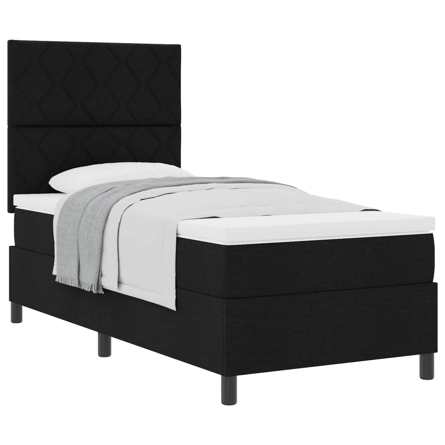 Box spring seng med hovedgærde Sort 90 x 200 cm Stof