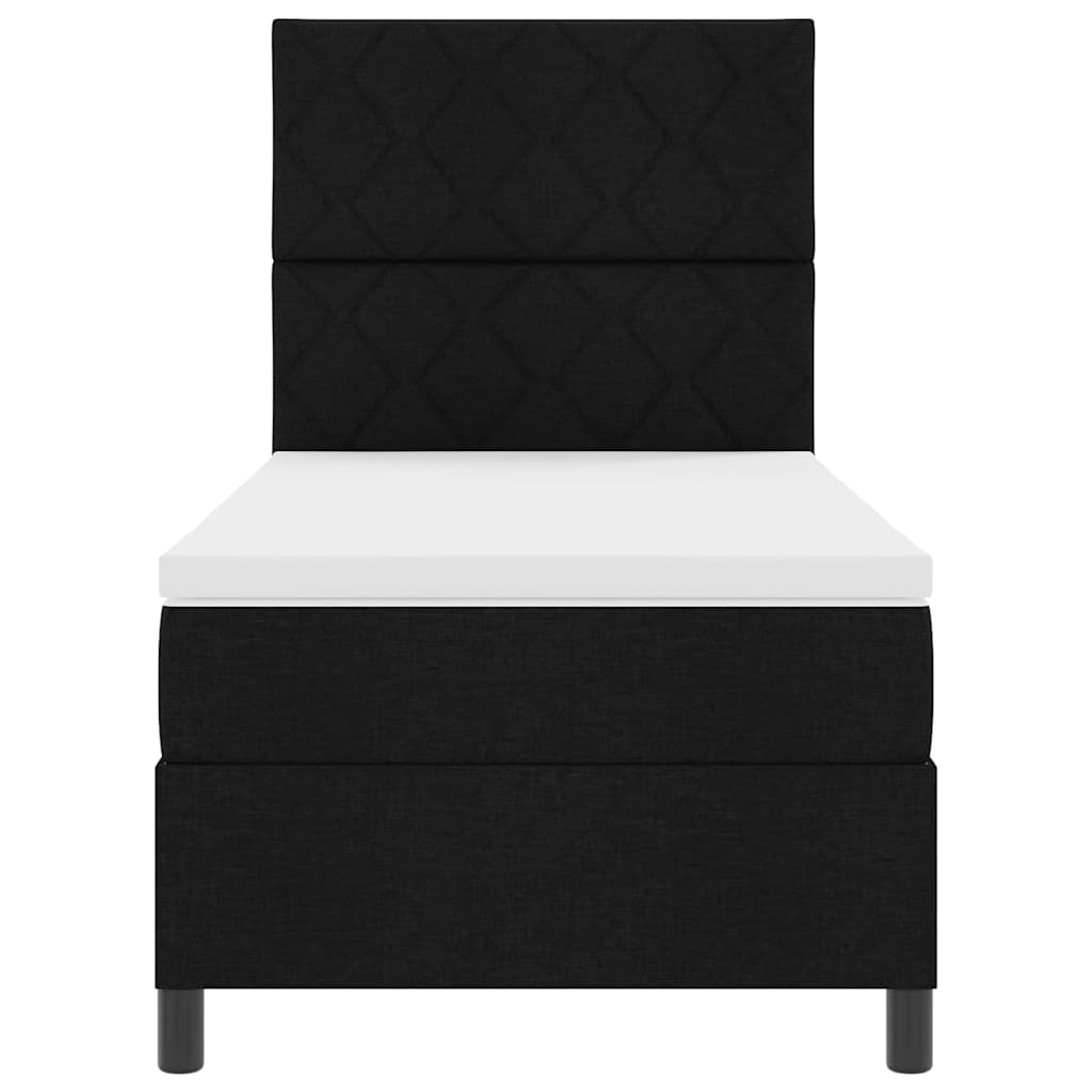 Box spring seng med hovedgærde Sort 90 x 200 cm Stof