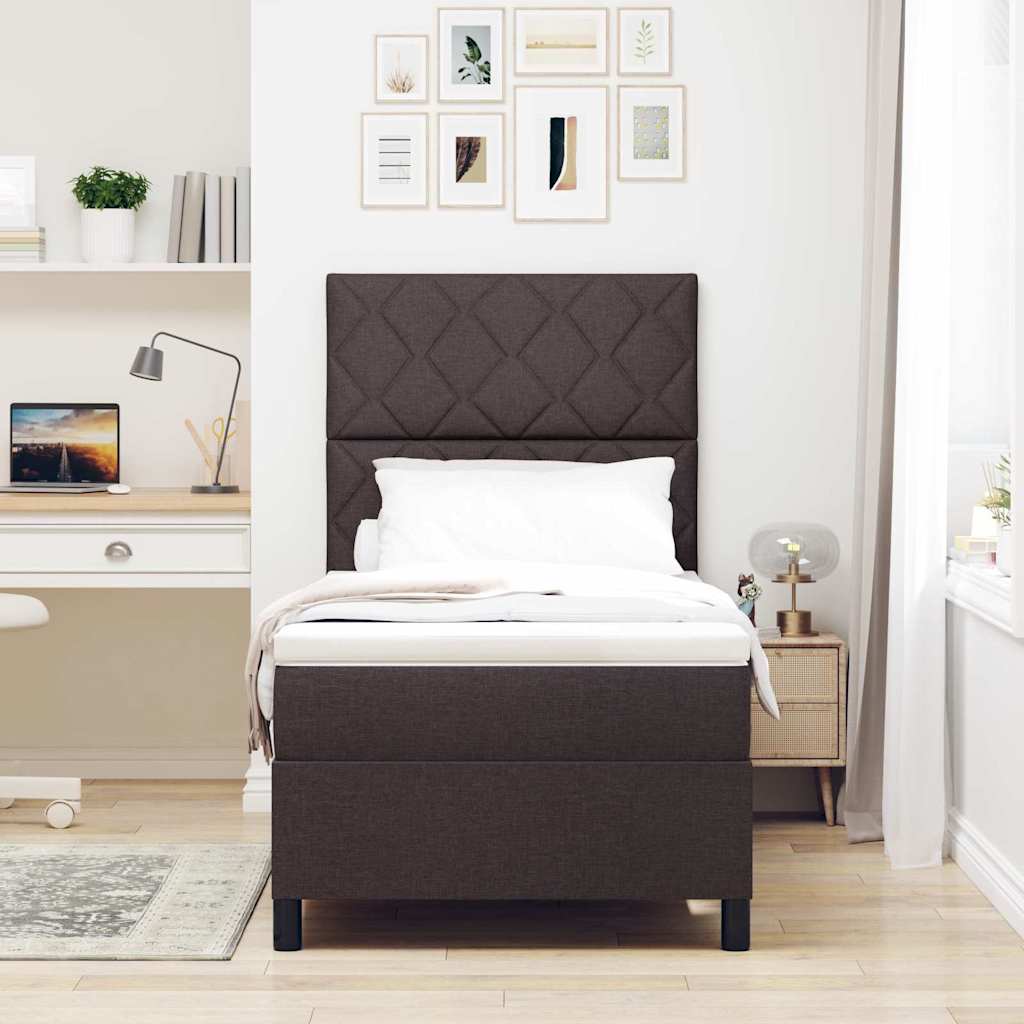 Box spring seng med hovedgærde Mørk Brun 90 x 200 cm Stof