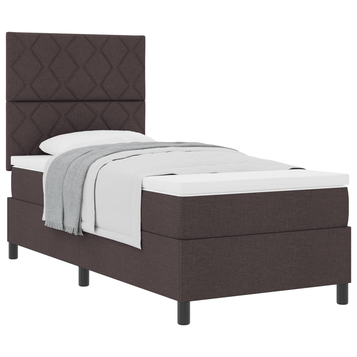 Box spring seng med hovedgærde Mørk Brun 90 x 200 cm Stof