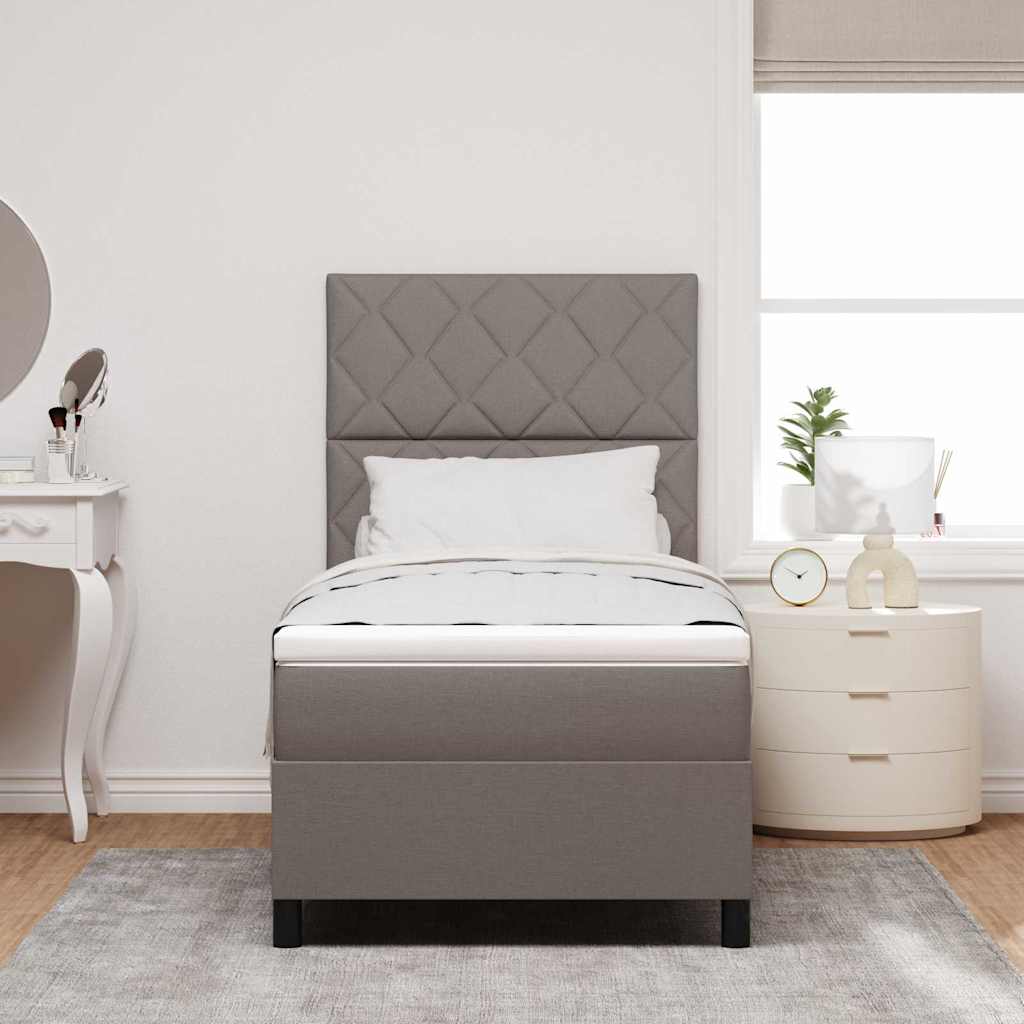 Box spring seng med hovedgærde Gråbrun 90 x 200 cm Stof