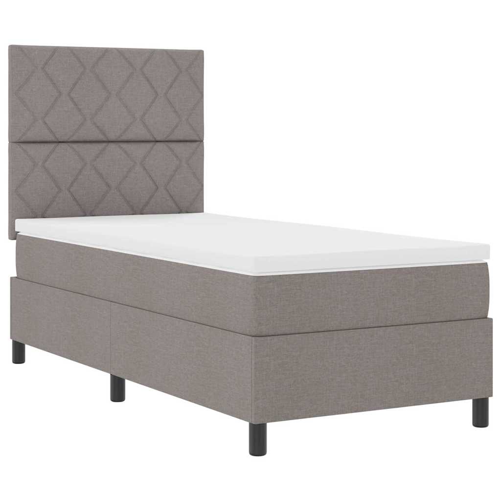Box spring seng med hovedgærde Gråbrun 90 x 200 cm Stof