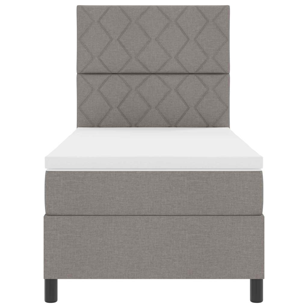 Box spring seng med hovedgærde Gråbrun 90 x 200 cm Stof