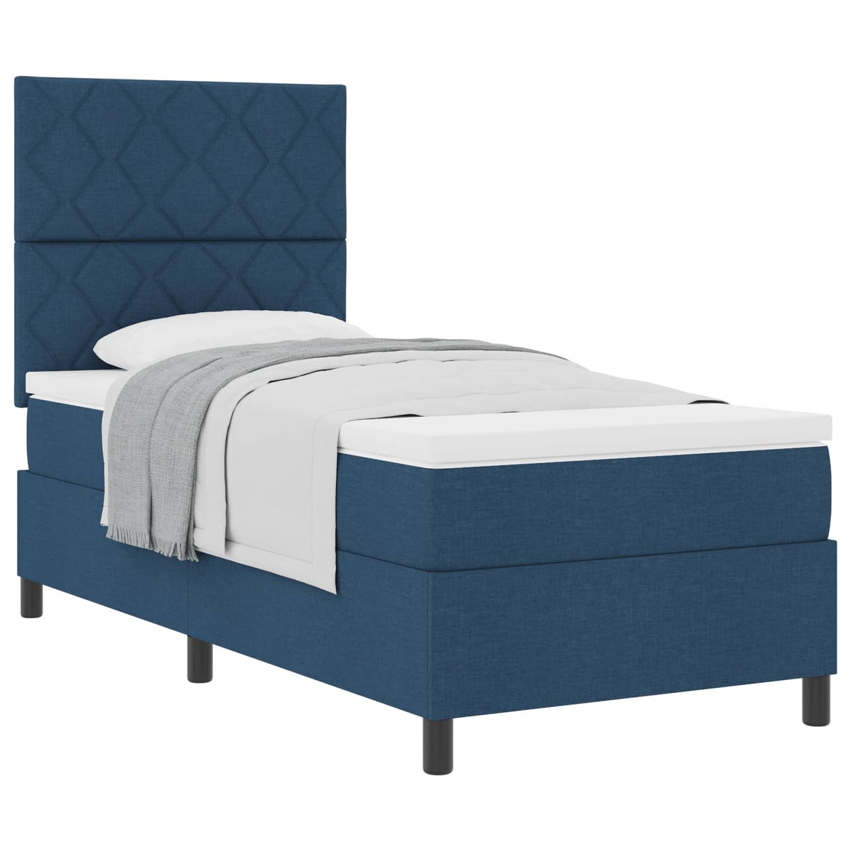 Box spring seng med hovedgærde Blå 90 x 200 cm Stof