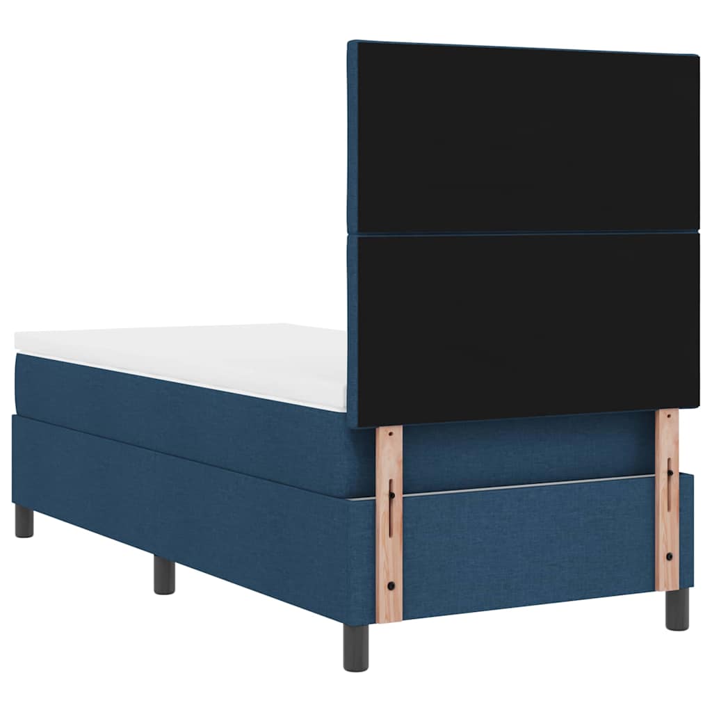 Box spring seng med hovedgærde Blå 90 x 200 cm Stof
