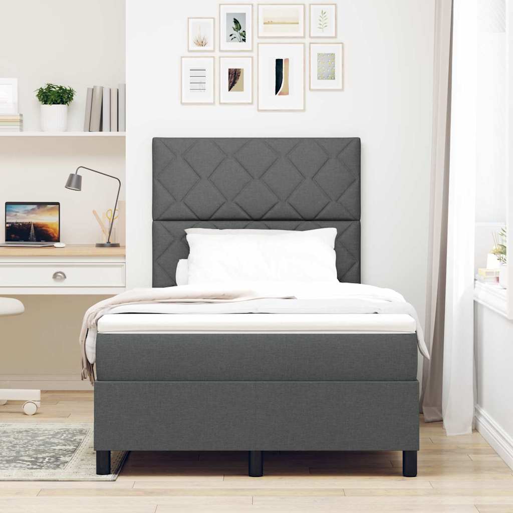 Box spring seng med hovedgærde Mørkegrå 120 x 190 cm Stof