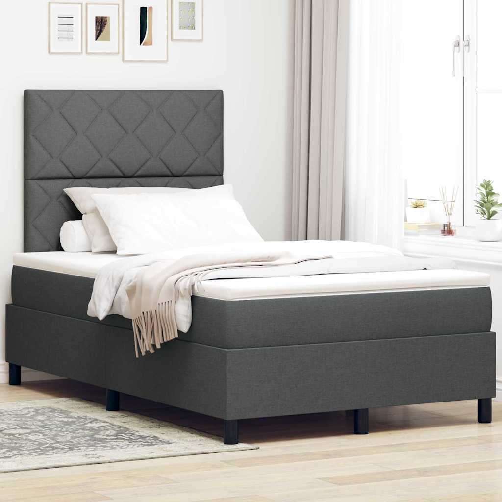 Box spring seng med hovedgærde Mørkegrå 120 x 200 cm Stof