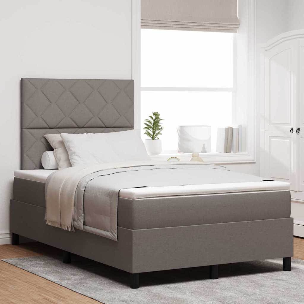 Box spring seng med hovedgærde Gråbrun 120 x 200 cm Stof