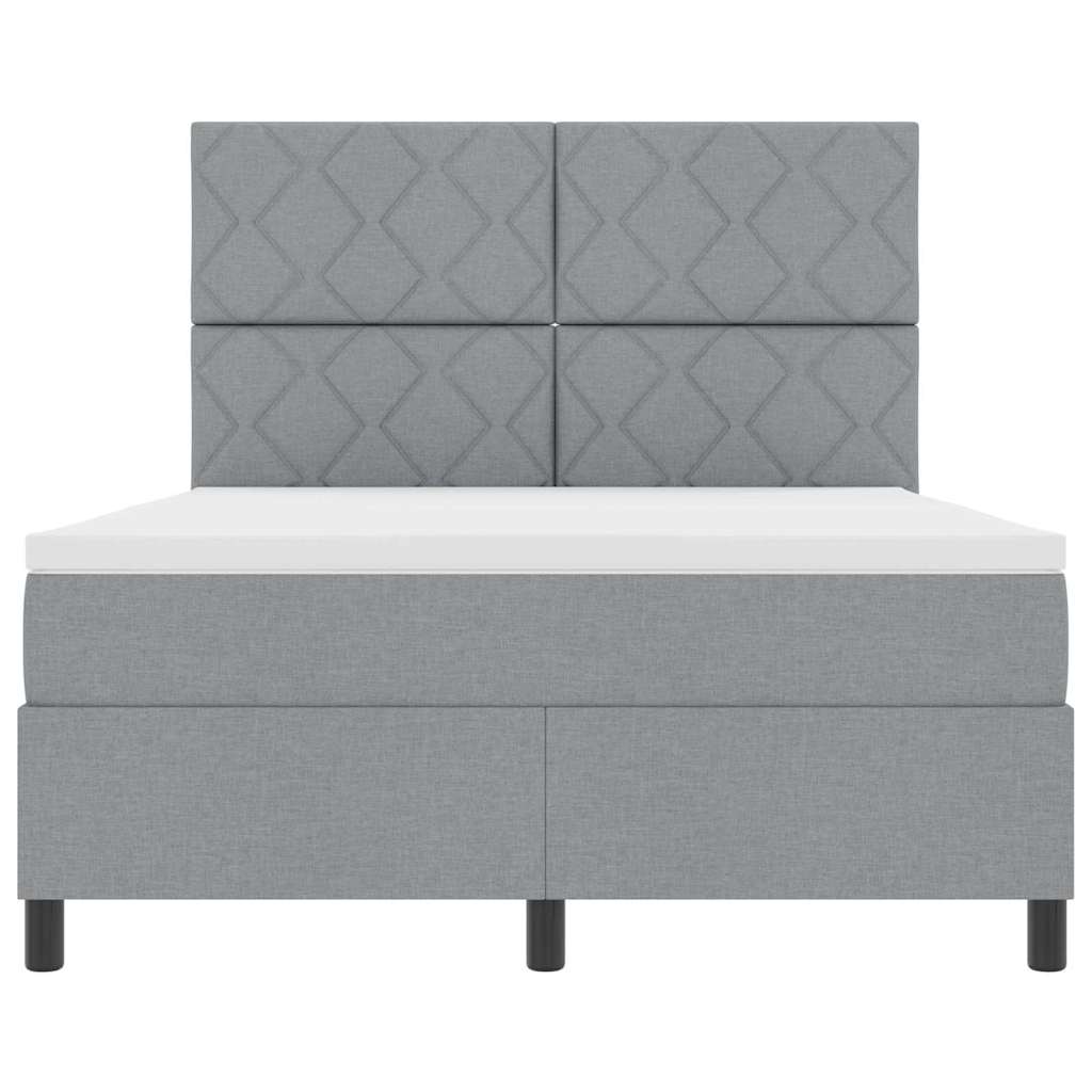 Box spring seng med hovedgærde Lysegrå 140 x 190 cm Stof