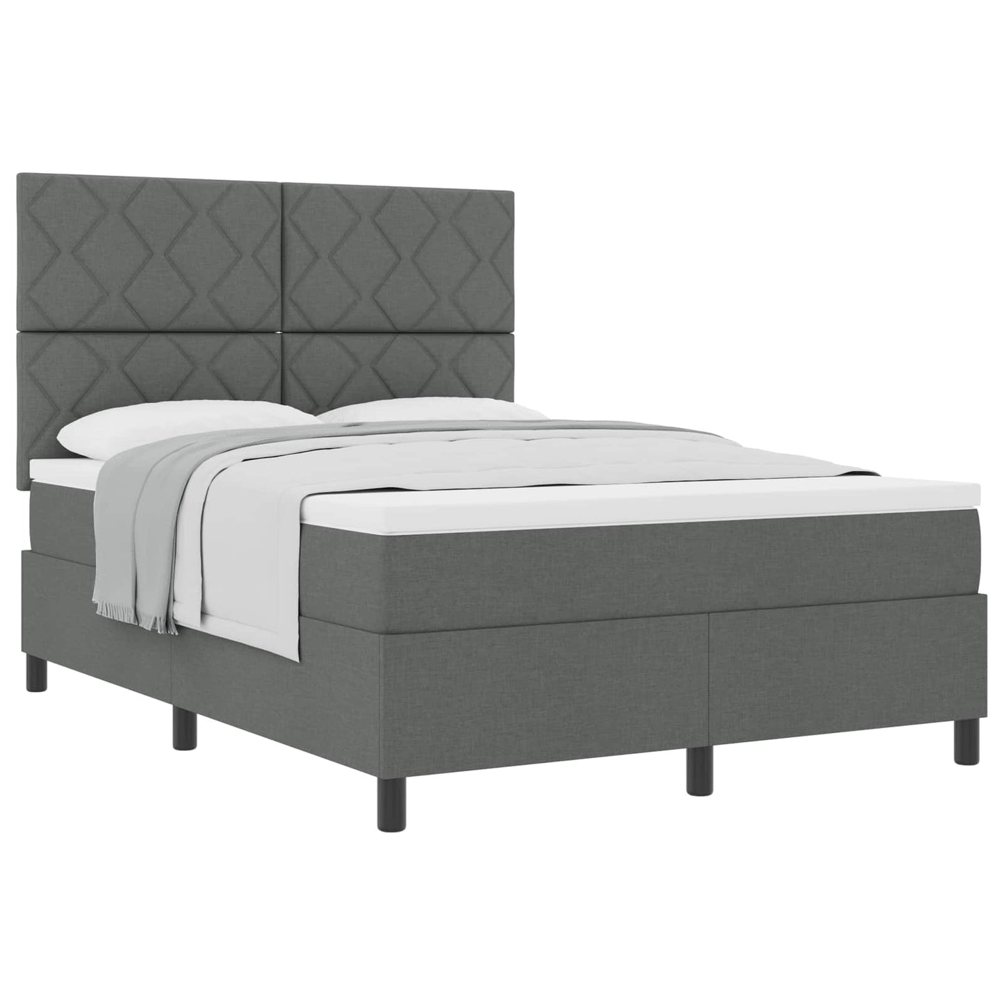 Box spring seng med hovedgærde Mørkegrå 140 x 190 cm Stof
