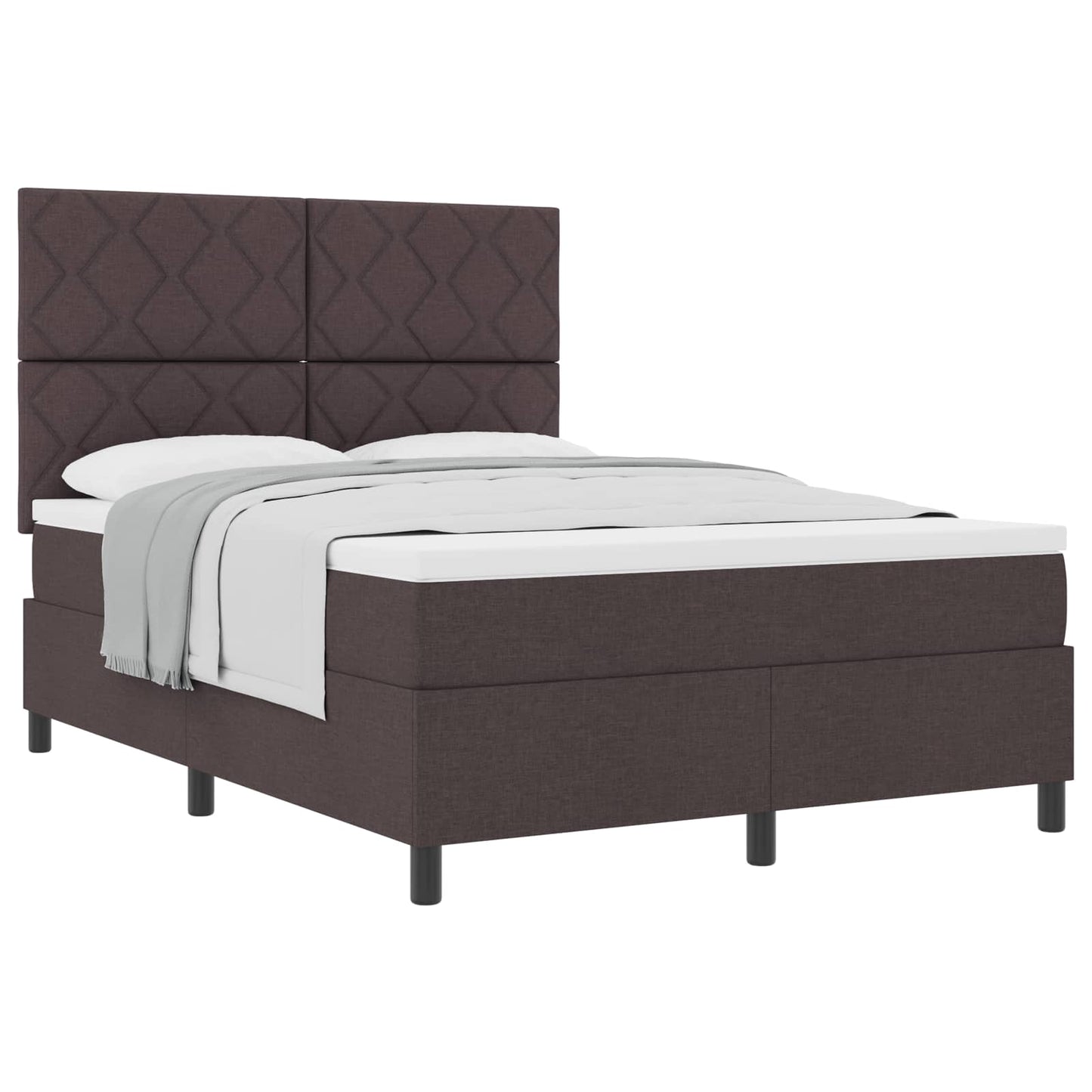 Box spring seng med hovedgærde Mørk Brun 140 x 190 cm Stof