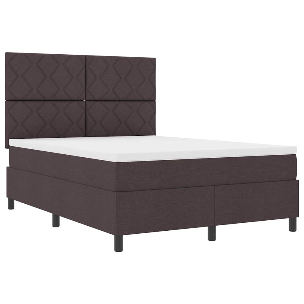 Box spring seng med hovedgærde Mørk Brun 140 x 190 cm Stof