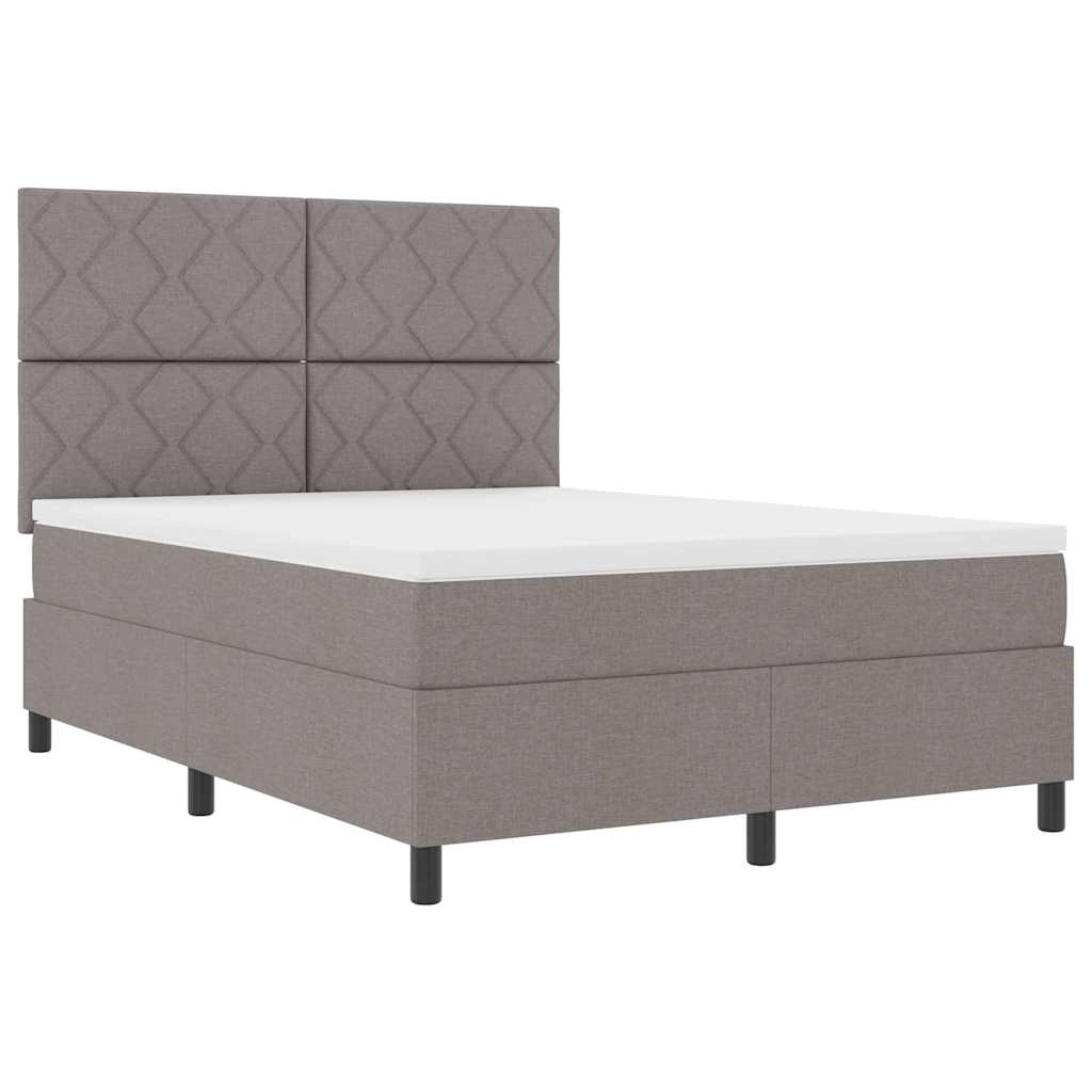 Box spring seng med hovedgærde Gråbrun 140 x 190 cm Stof