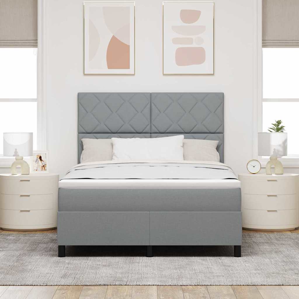 Box spring seng med hovedgærde Lysegrå 140 x 200 cm Stof