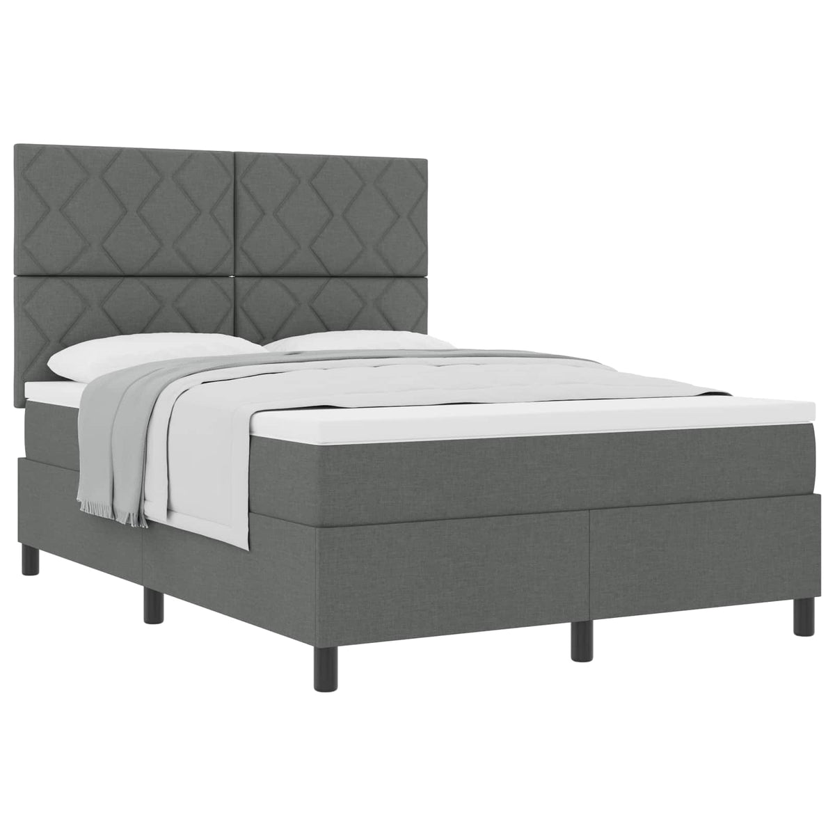 Box spring seng med hovedgærde Mørkegrå 140 x 200 cm Stof