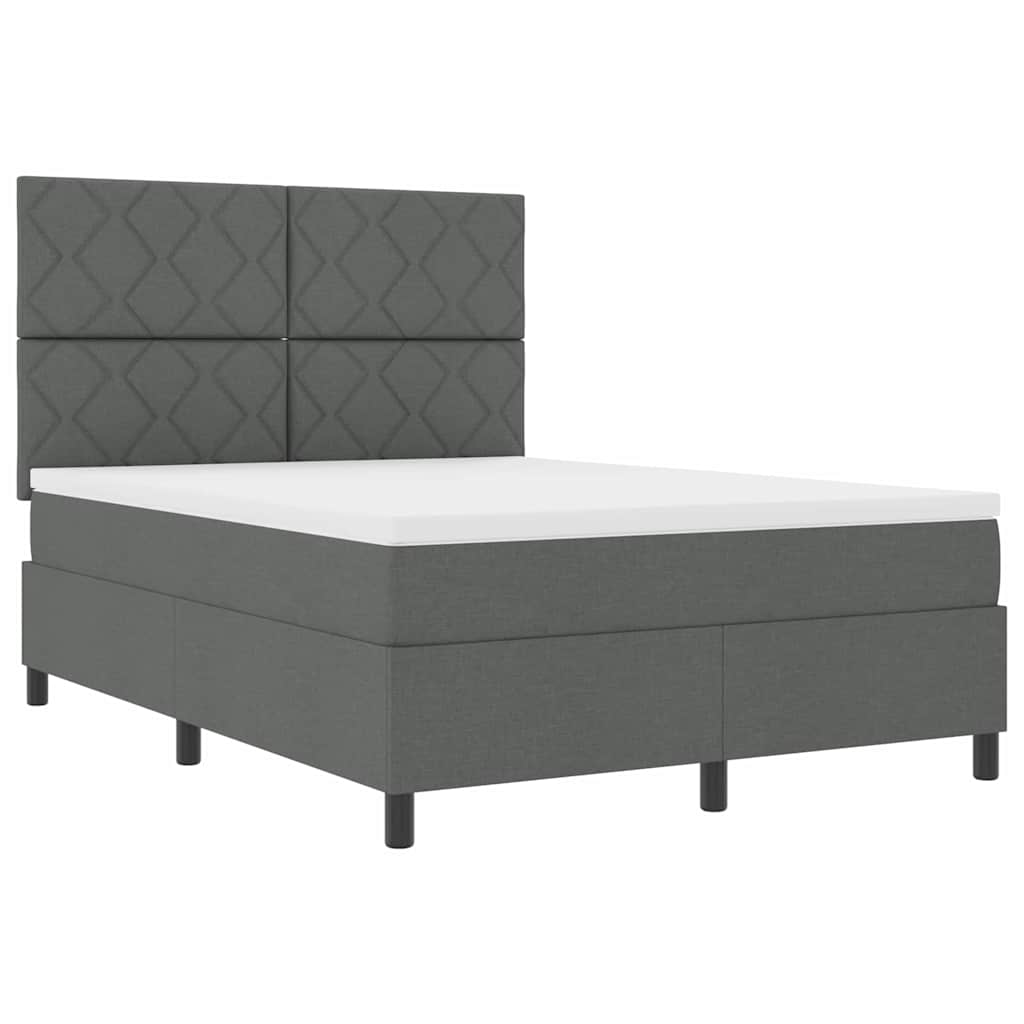 Box spring seng med hovedgærde Mørkegrå 140 x 200 cm Stof