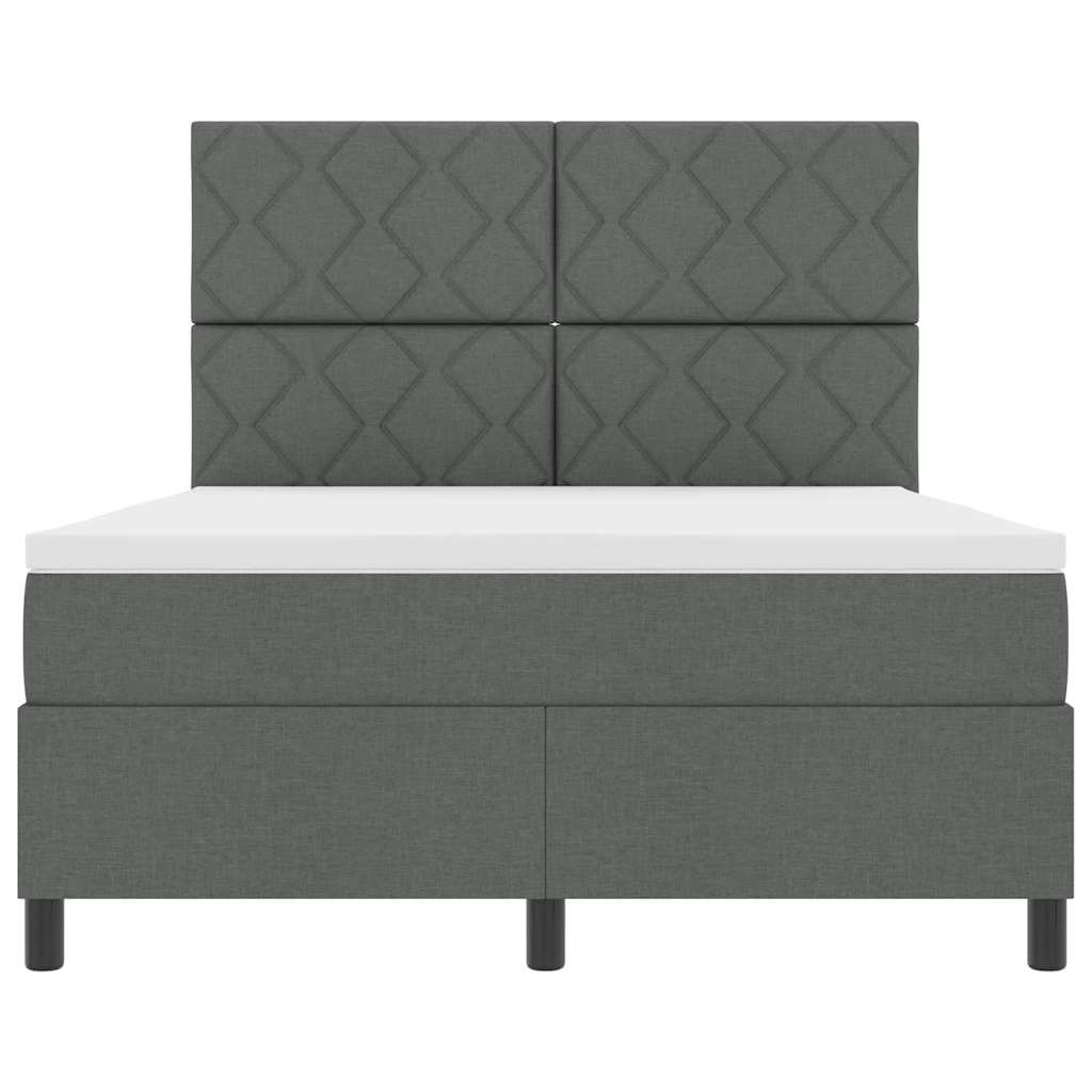 Box spring seng med hovedgærde Mørkegrå 140 x 200 cm Stof