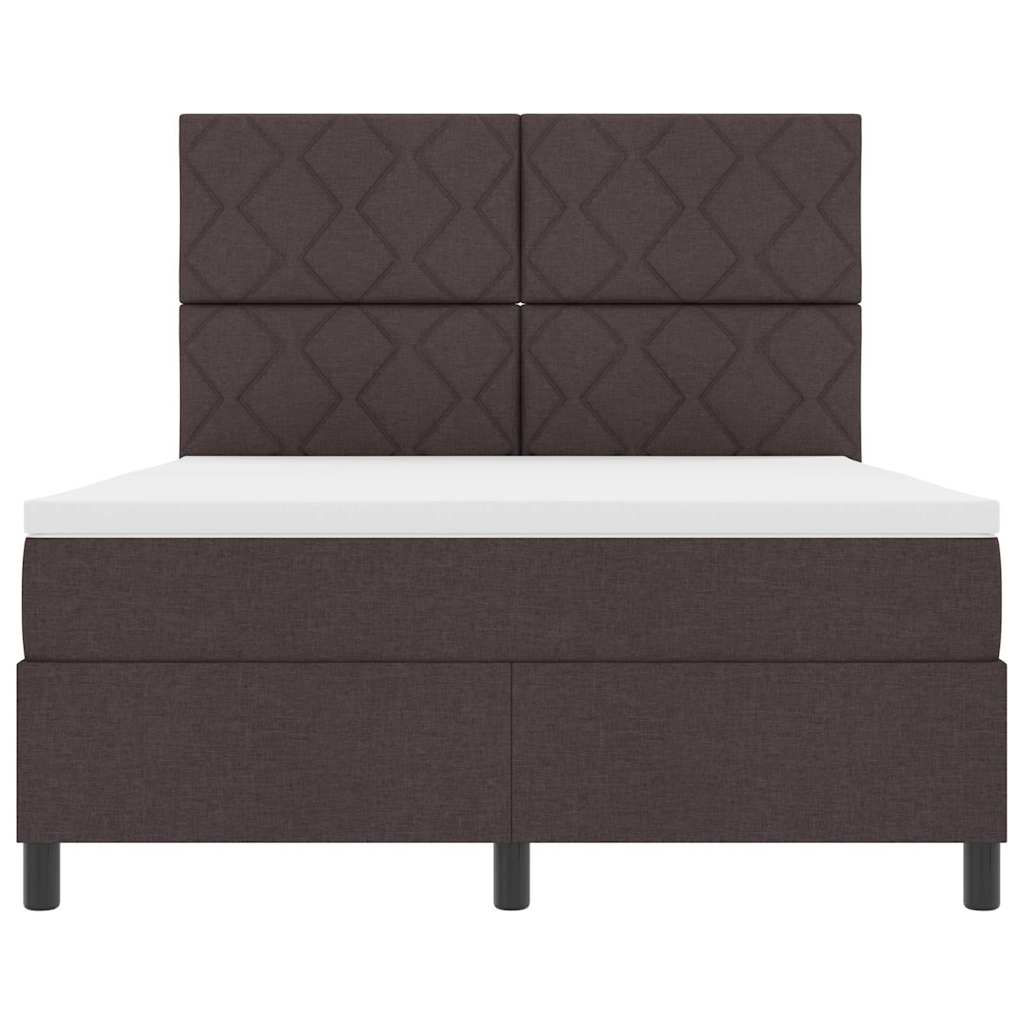 Box spring seng med hovedgærde Mørk Brun 160 x 200 cm Stof