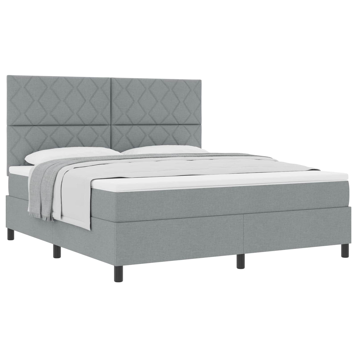 Box spring seng med hovedgærde Lysegrå 180 x 200 cm Stof