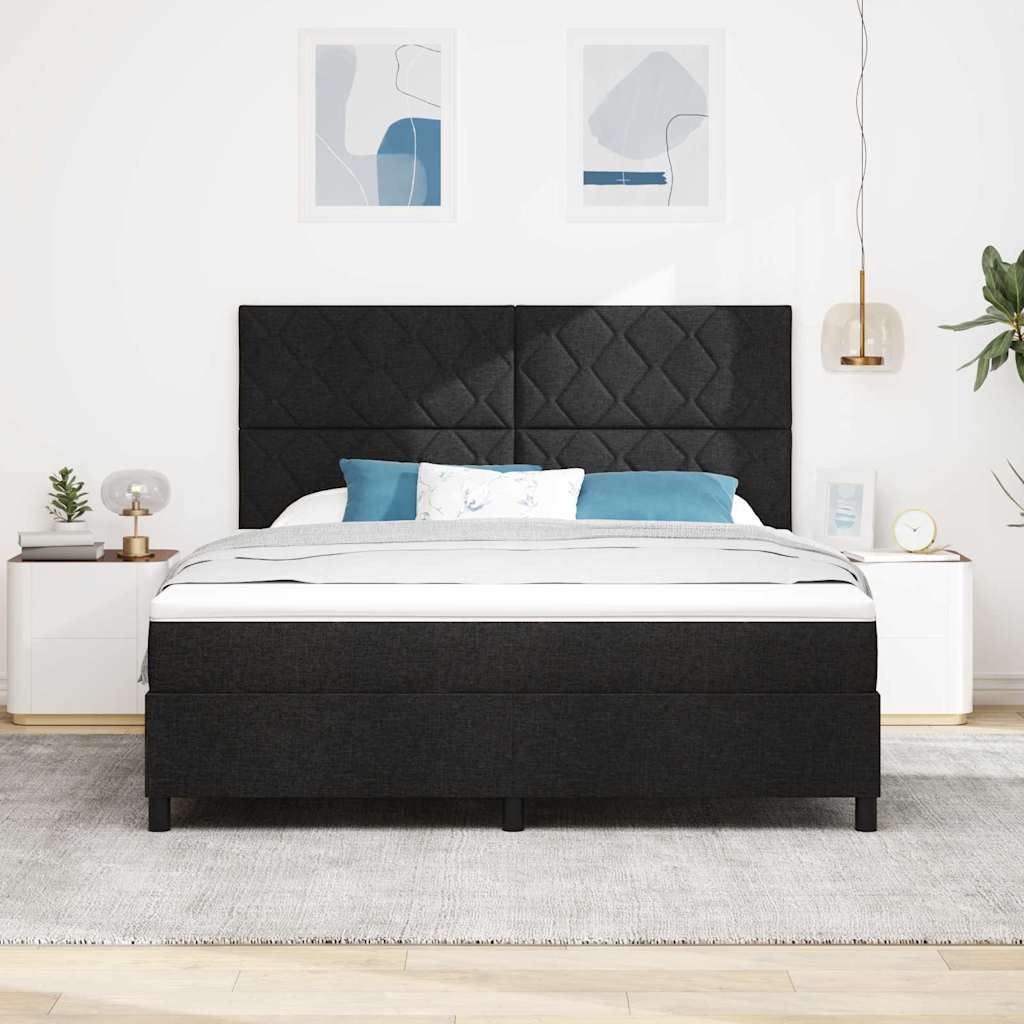 Box spring seng med hovedgærde Sort 180 x 200 cm Stof