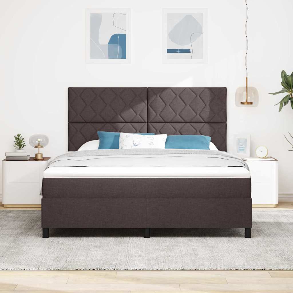 Box spring seng med hovedgærde Mørk Brun 180 x 200 cm Stof