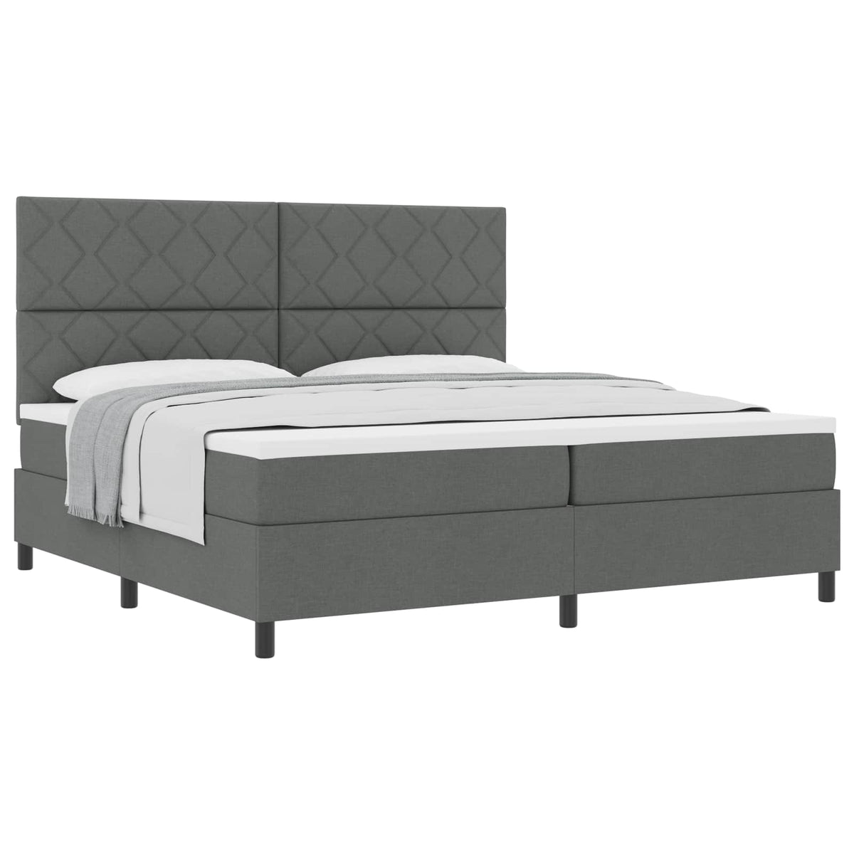Box spring seng med hovedgærde Mørkegrå 200 x 200 cm Stof