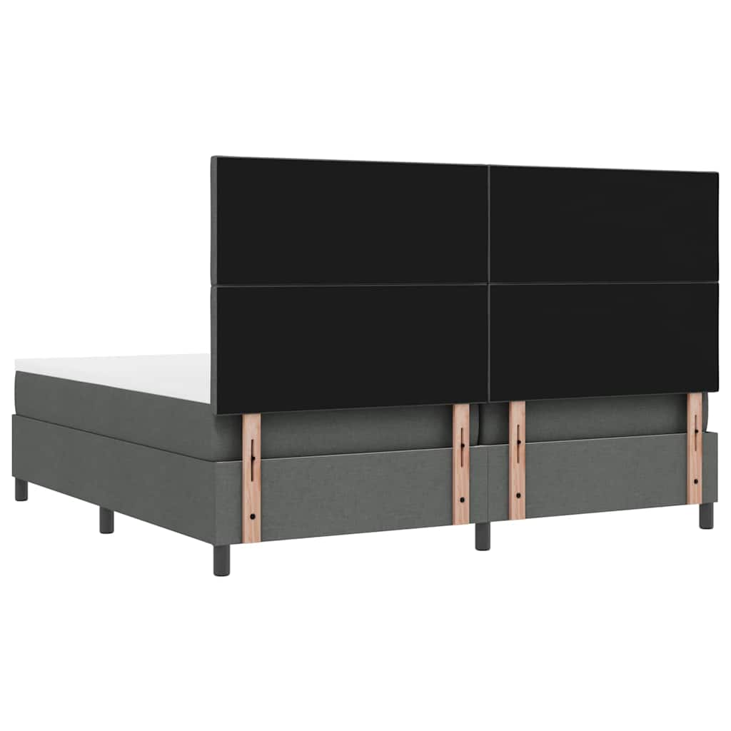 Box spring seng med hovedgærde Mørkegrå 200 x 200 cm Stof