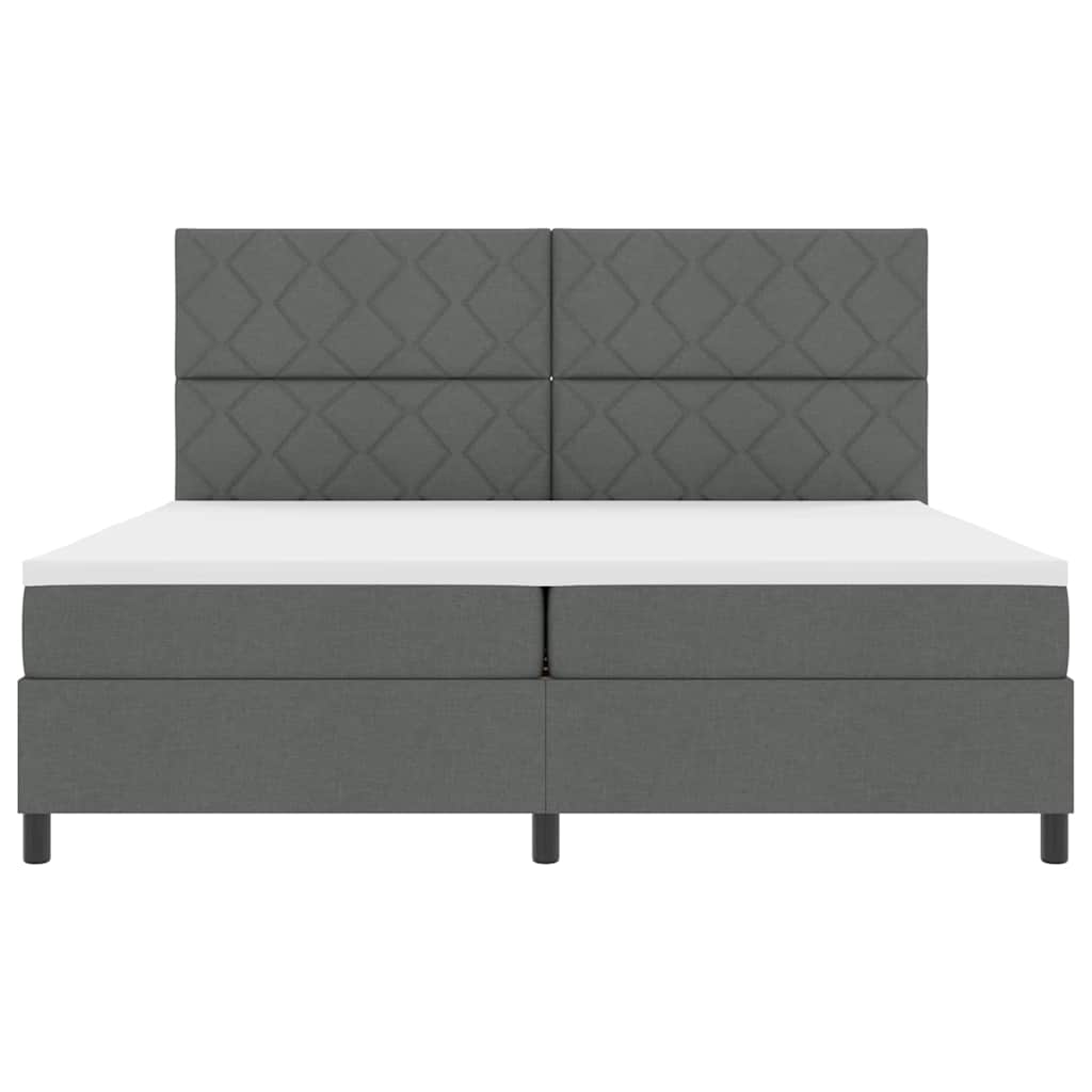 Box spring seng med hovedgærde Mørkegrå 200 x 200 cm Stof