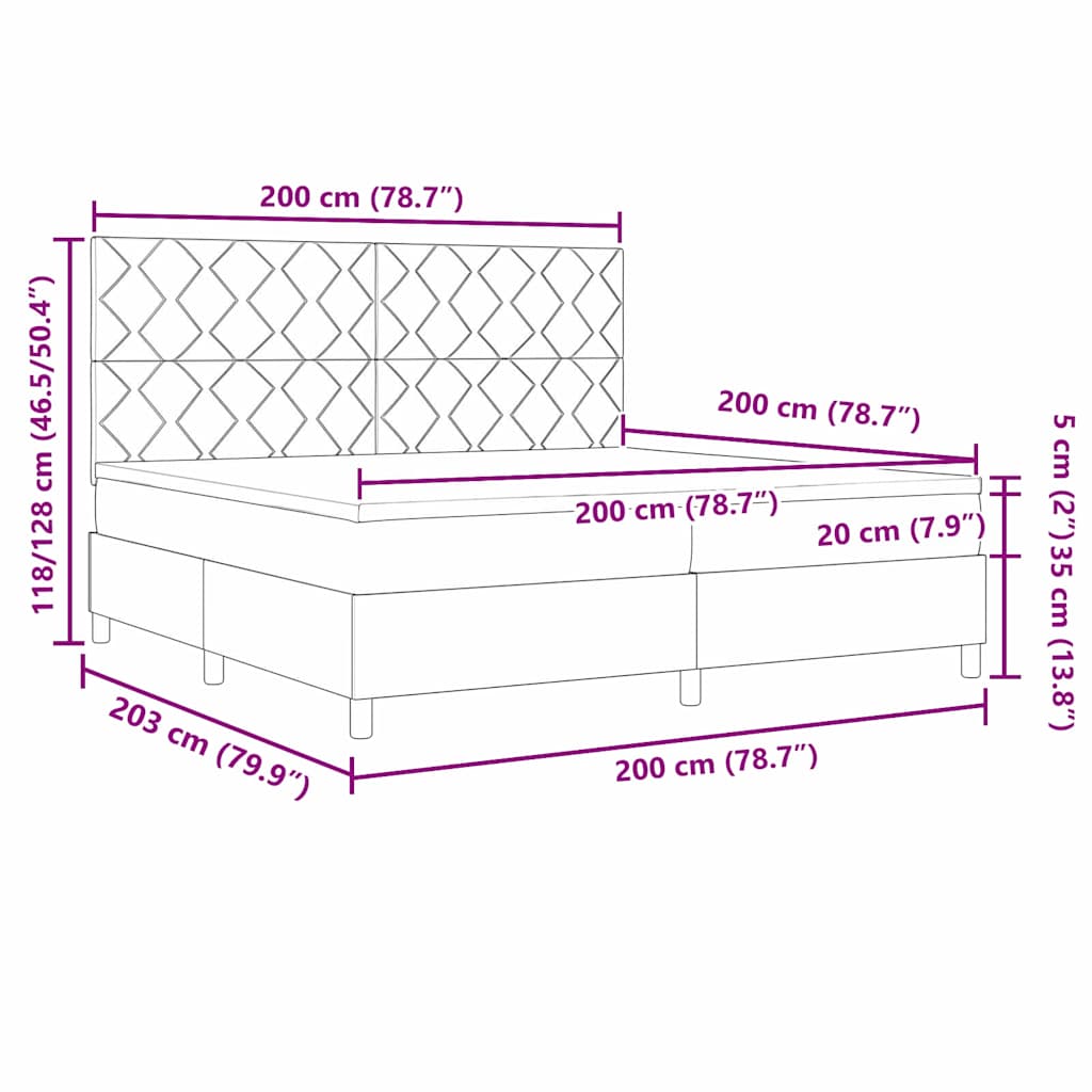 Box spring seng med hovedgærde Gråbrun 200 x 200 cm Stof
