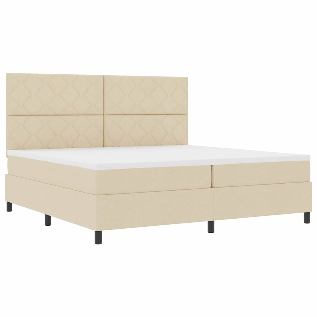 Box spring seng med hovedgærde Creme 200 x 200 cm Stof