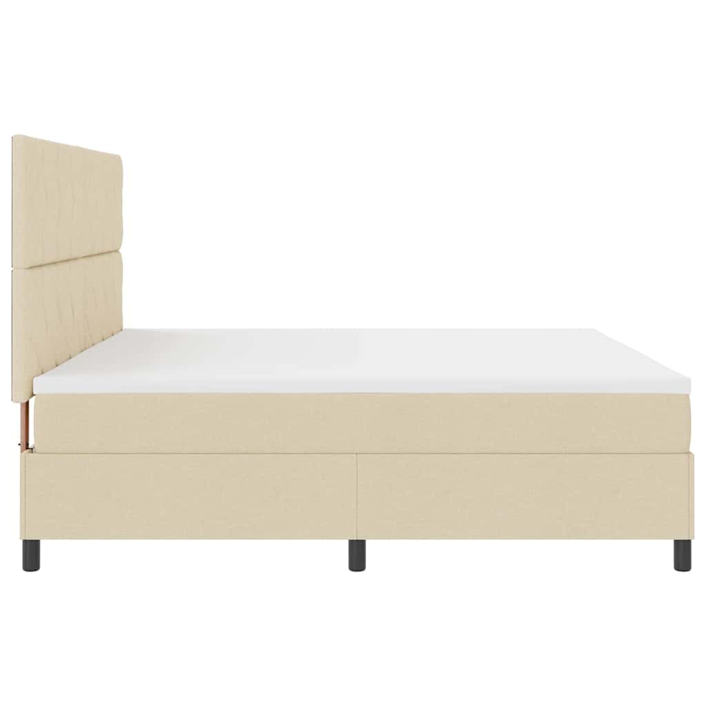 Box spring seng med hovedgærde Creme 200 x 200 cm Stof