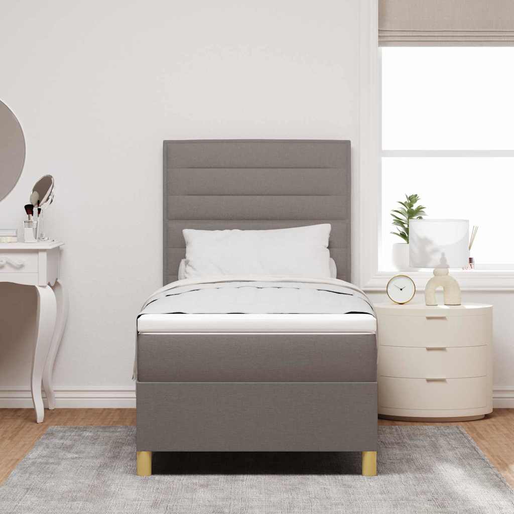 Box spring seng med hovedgærde Gråbrun 80 x 200 cm Stof