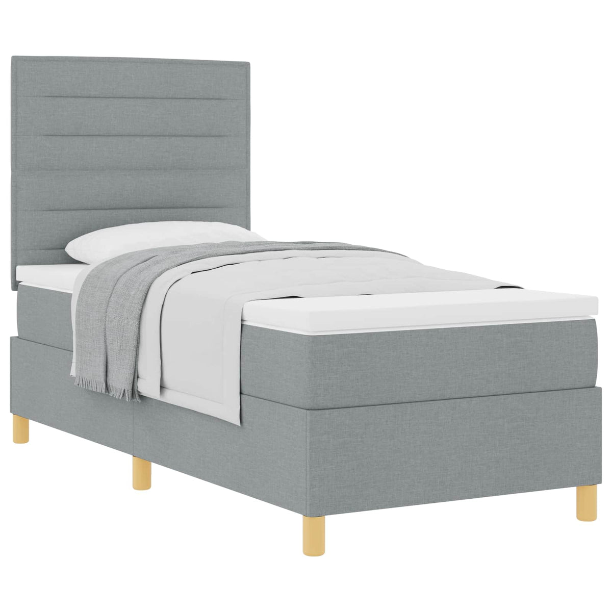 Box spring seng med madras Lysegrå 90 x 190 cm Stof