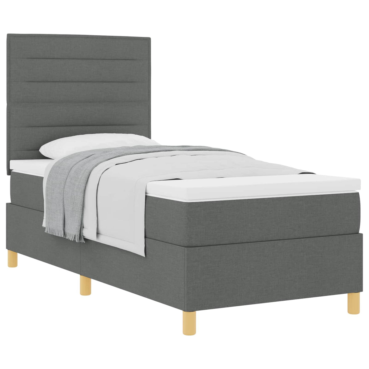Box spring seng med madras Mørkegrå 90 x 190 cm Stof