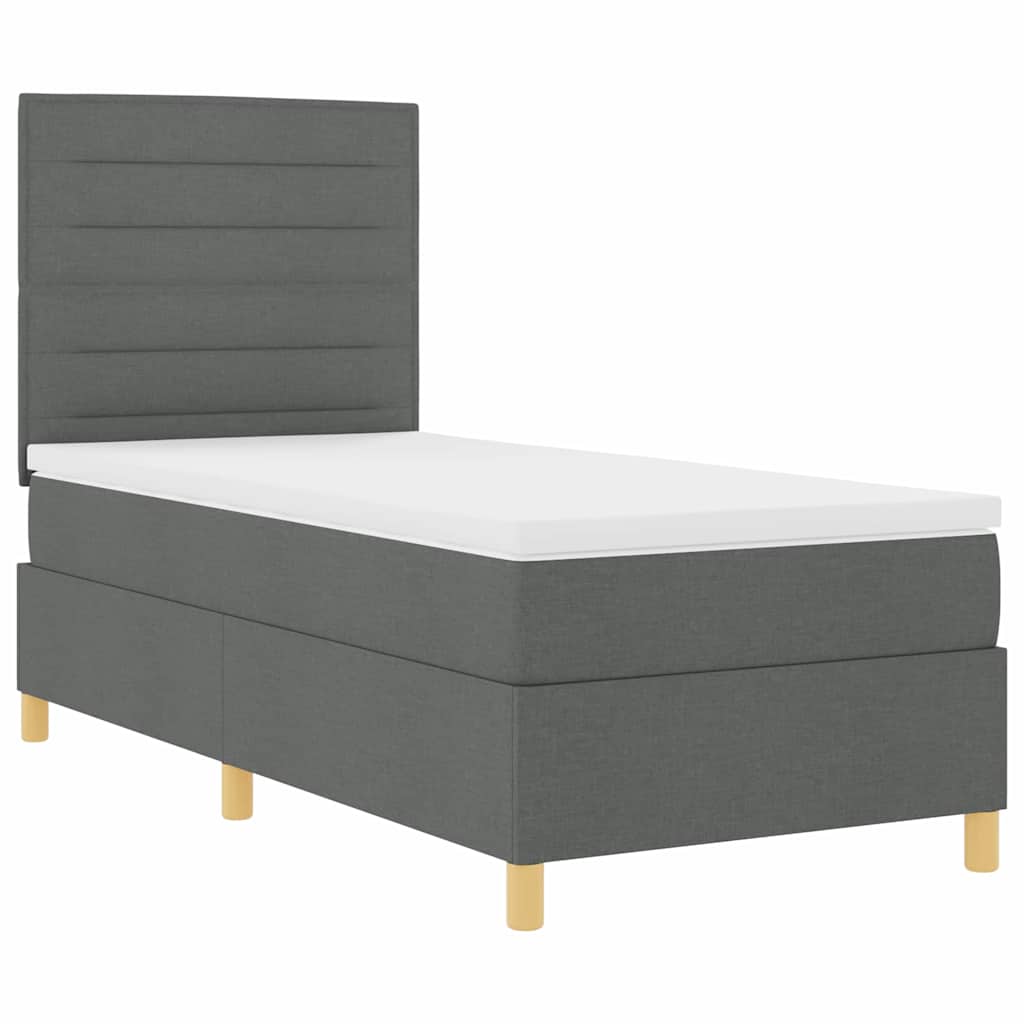 Box spring seng med madras Mørkegrå 90 x 190 cm Stof