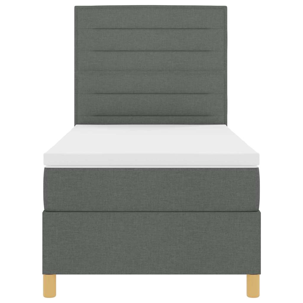 Box spring seng med madras Mørkegrå 90 x 190 cm Stof