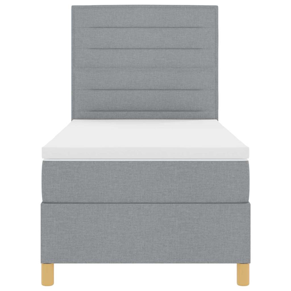 Box spring seng med madras Lysegrå 90 x 200 cm Stof