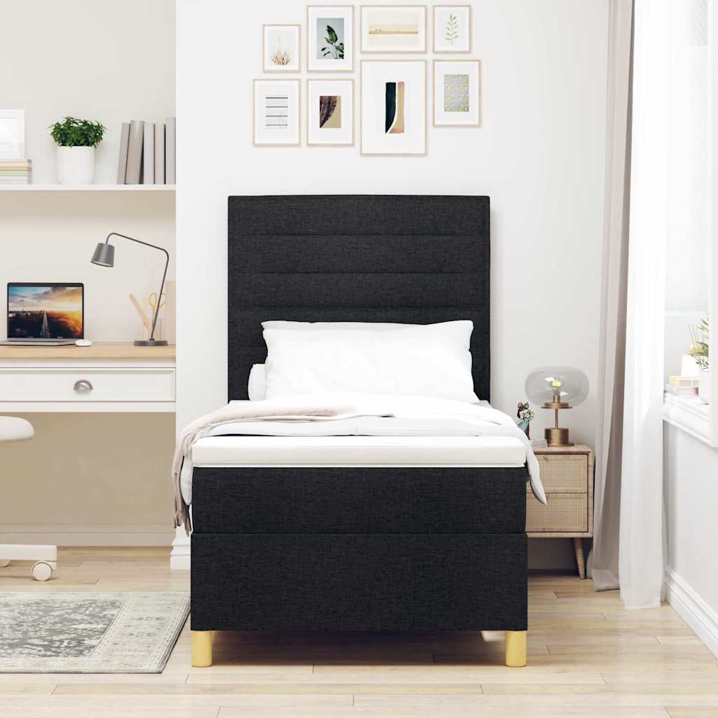 Box spring seng med madras Sort 100 x 200 cm Stof