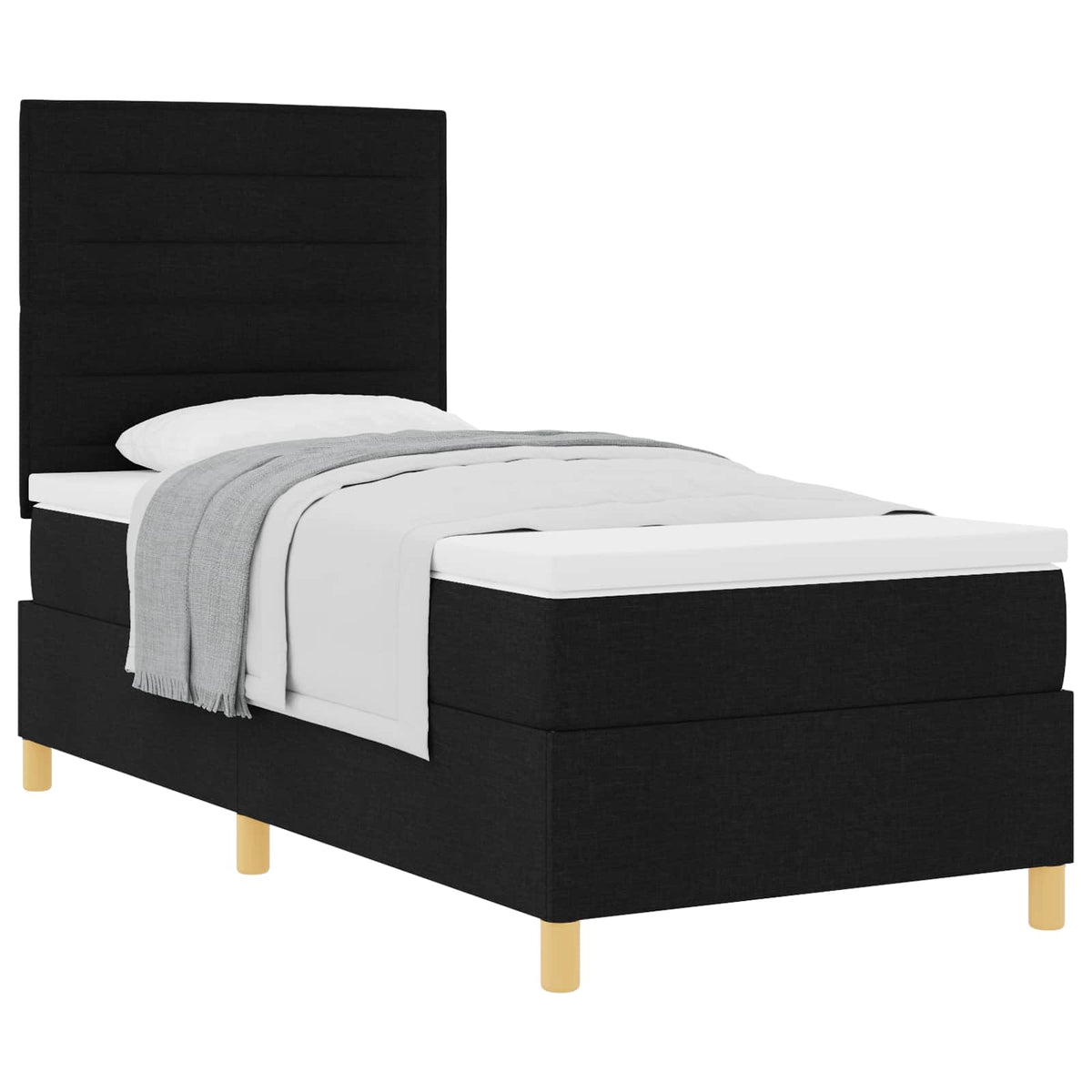 Box spring seng med madras Sort 100 x 200 cm Stof