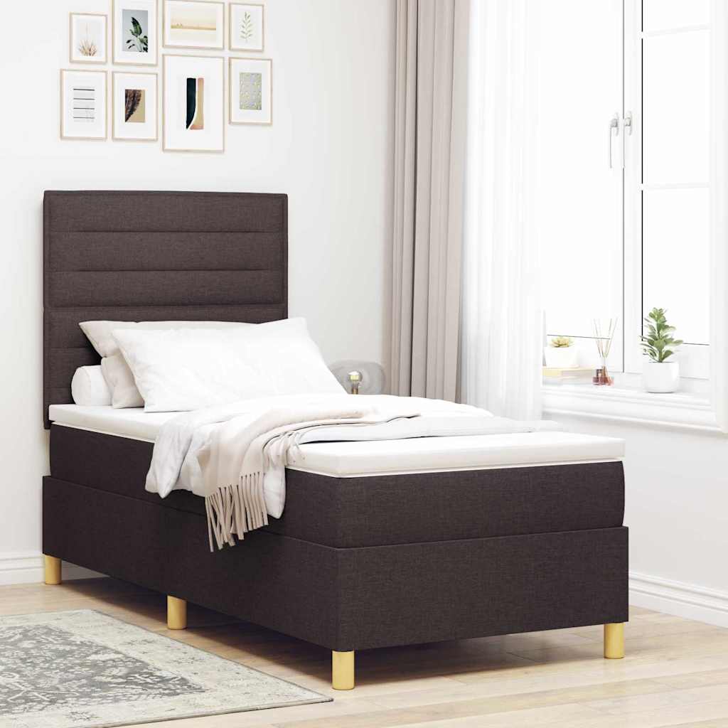 Box spring seng med madras Mørk Brun 100 x 200 cm Stof
