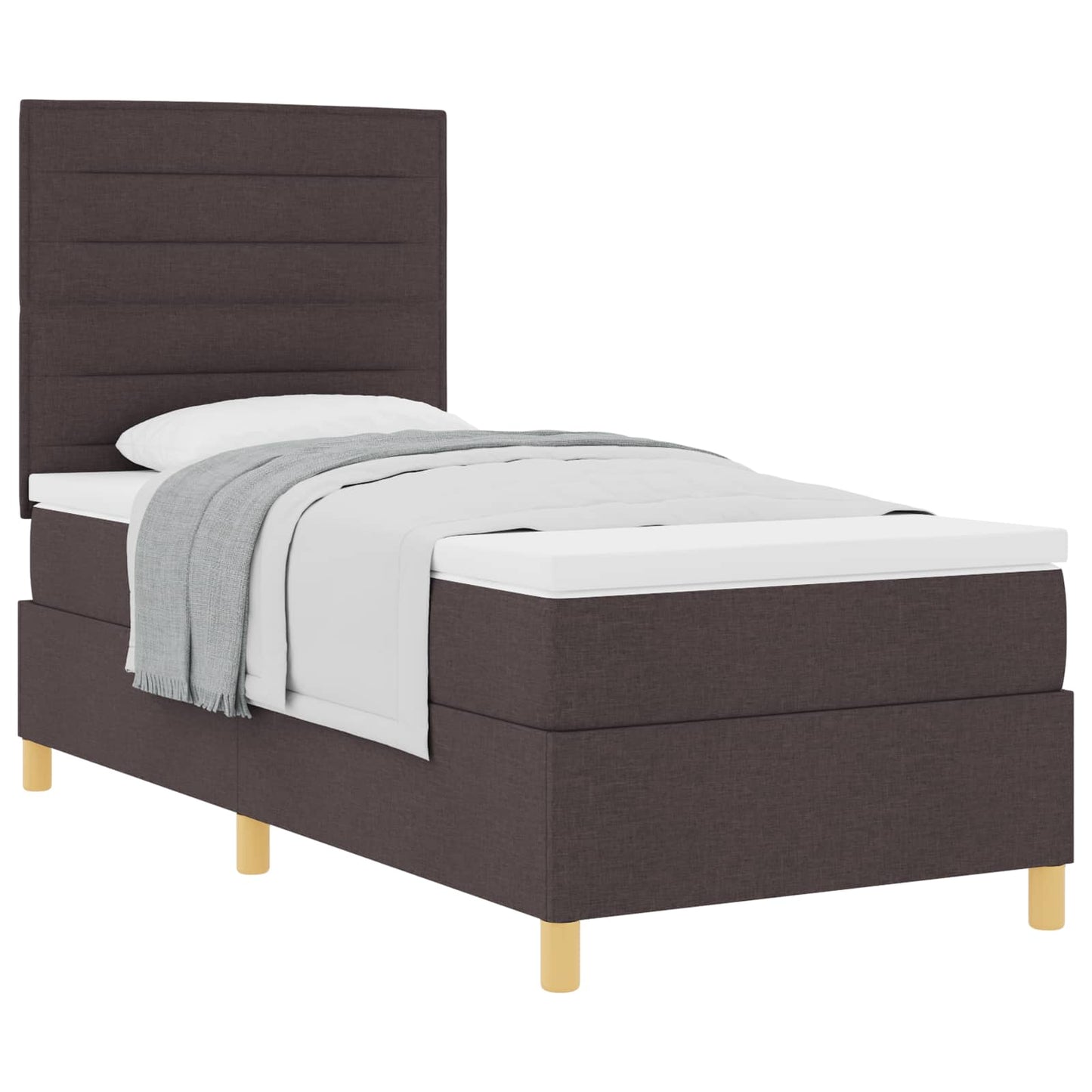 Box spring seng med madras Mørk Brun 100 x 200 cm Stof