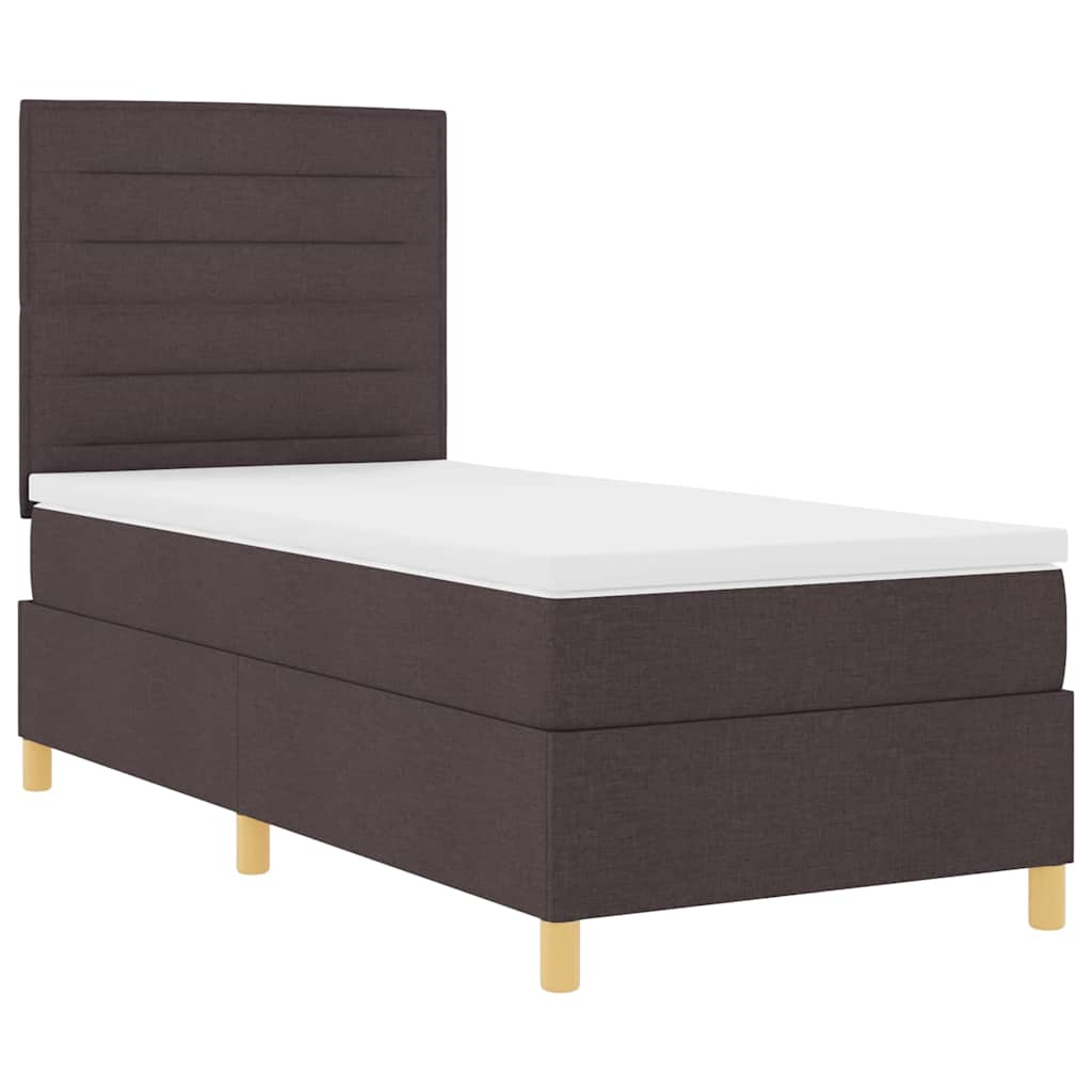 Box spring seng med madras Mørk Brun 100 x 200 cm Stof