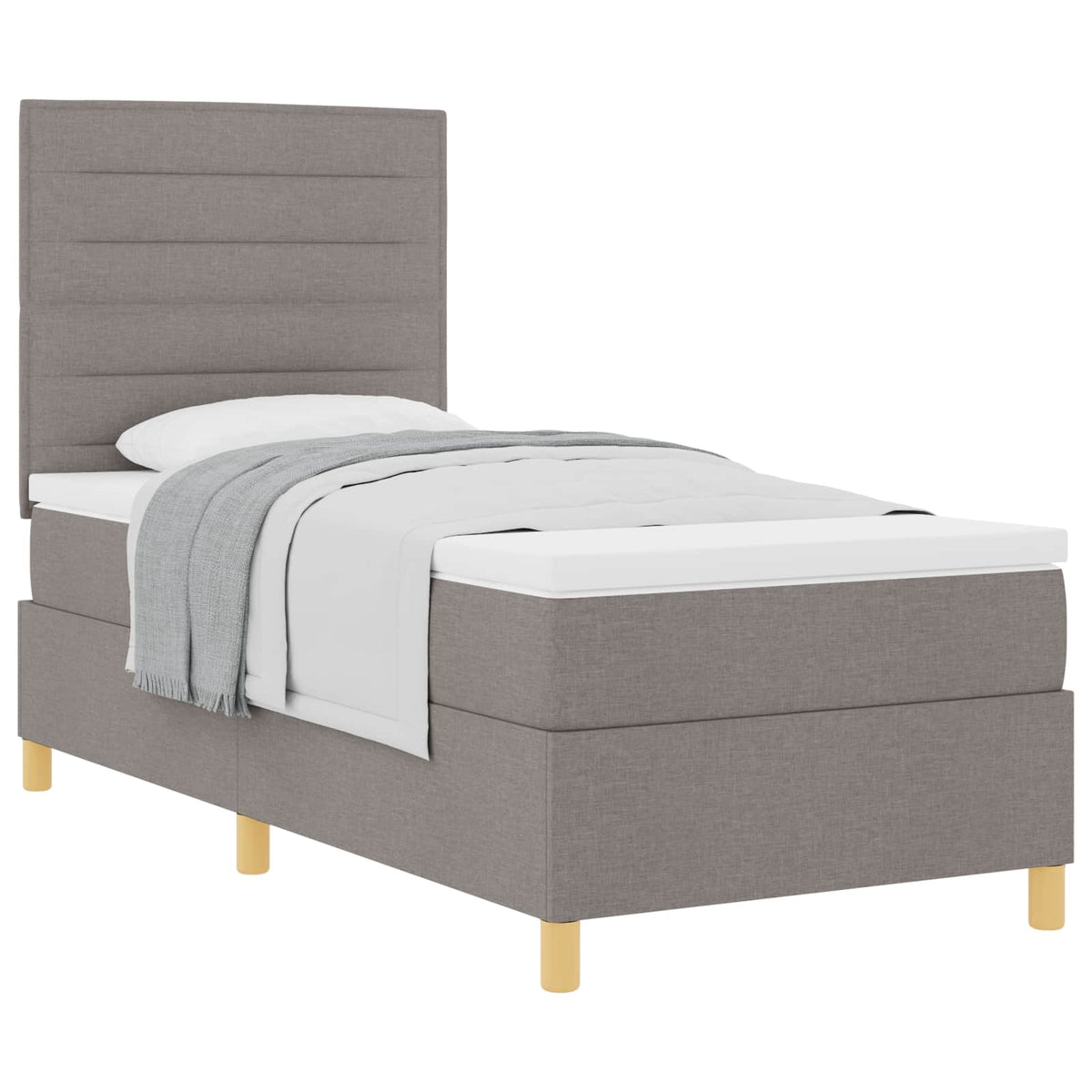 Box spring seng med hovedgærde Gråbrun 100 x 200 cm Stof