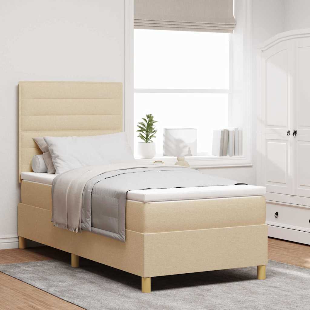 Box spring seng med madras Creme 100 x 200 cm Stof