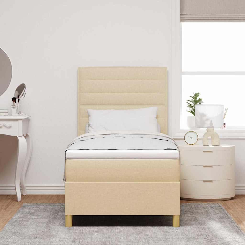 Box spring seng med madras Creme 100 x 200 cm Stof