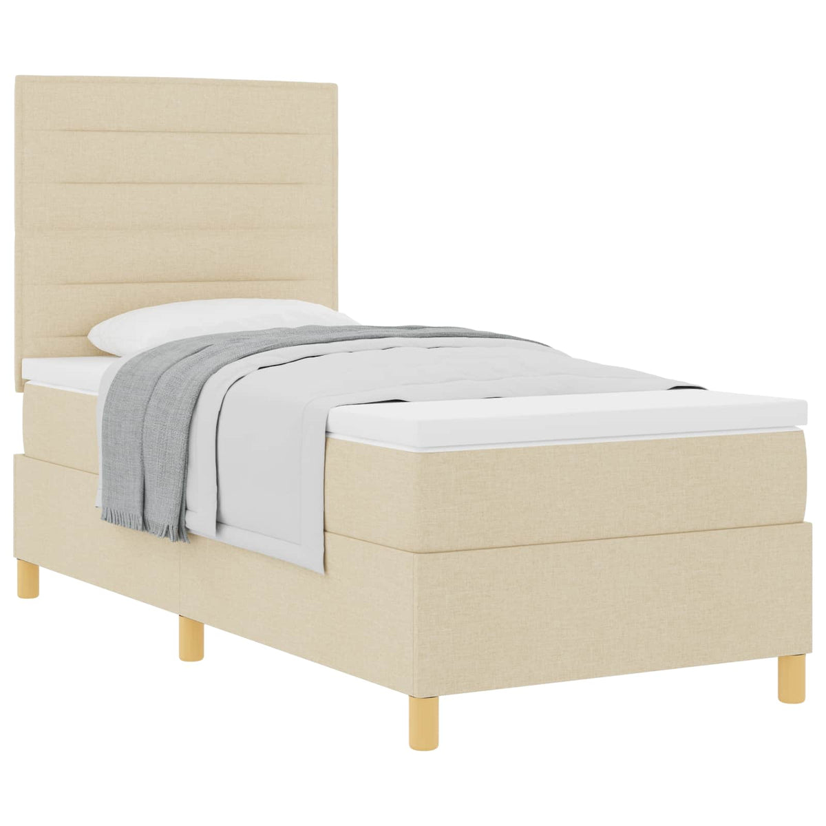 Box spring seng med madras Creme 100 x 200 cm Stof
