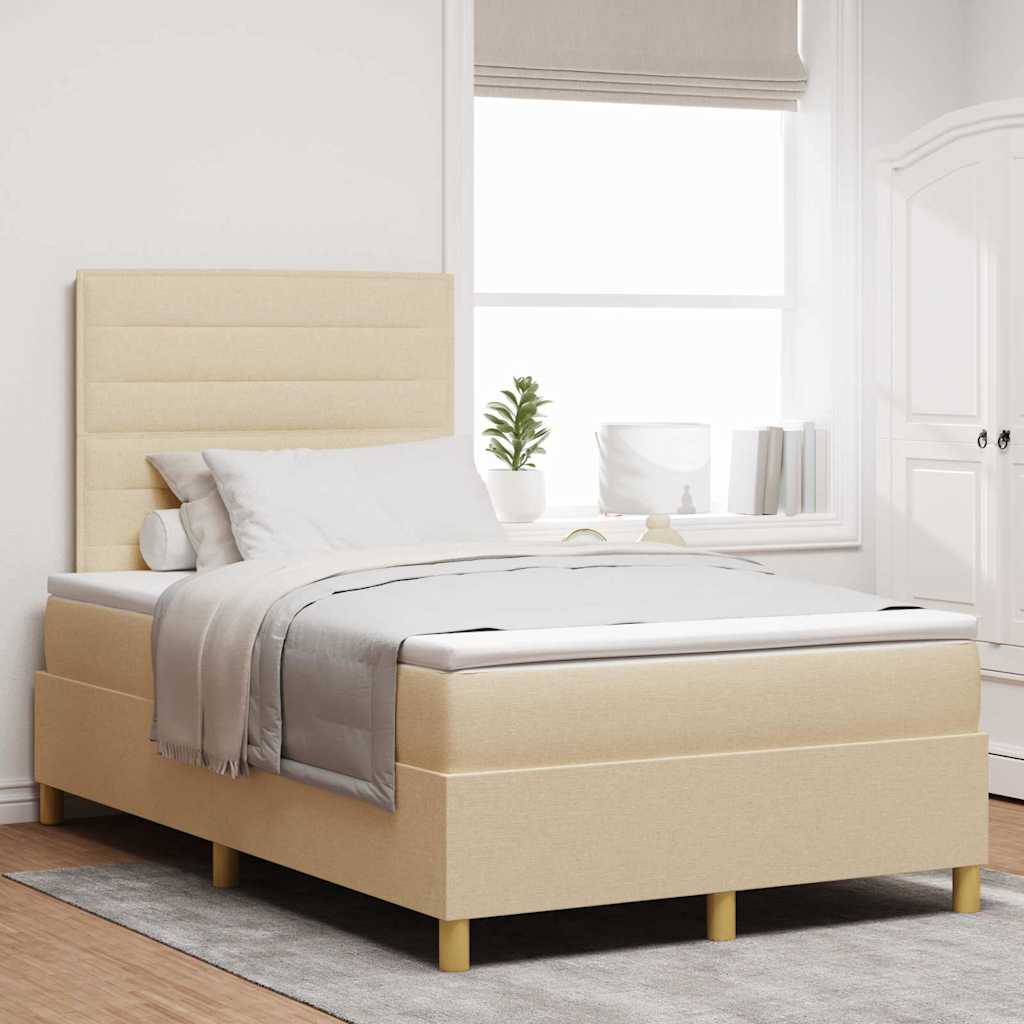 Box spring seng med madras Creme 120 x 200 cm Stof