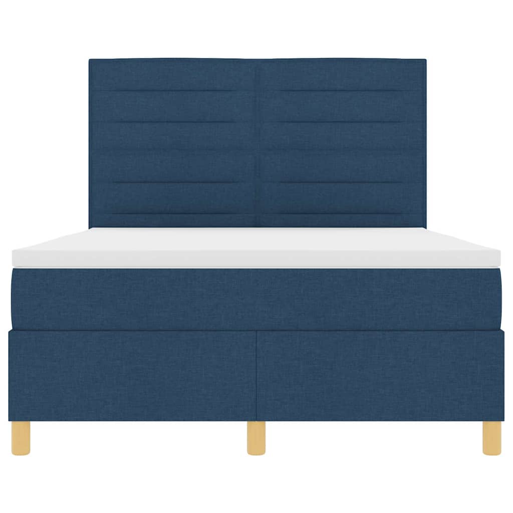 Box spring seng med madras med hovedgærde Blå 140 x 190 cm Stof