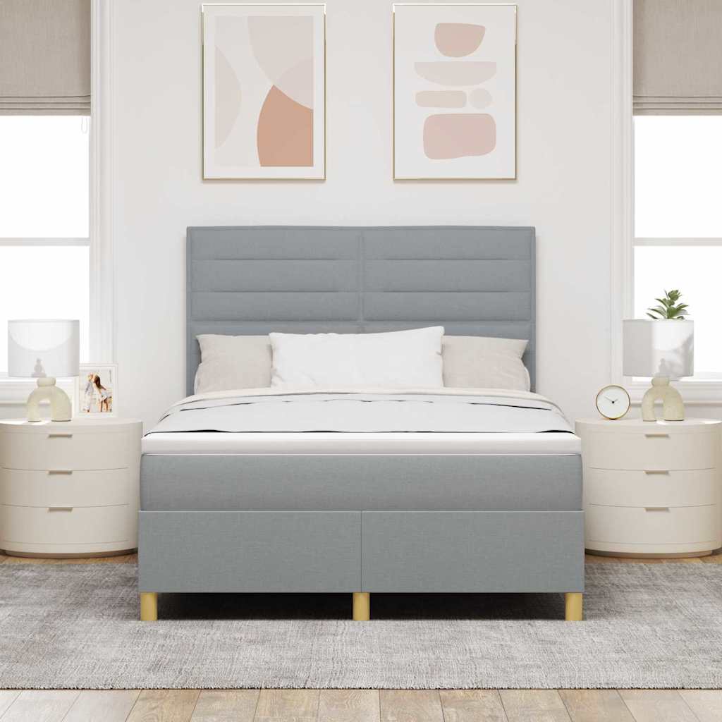 Box spring seng med madras Lysegrå 160 x 200 cm Stof